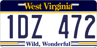 WV license plate 1DZ472