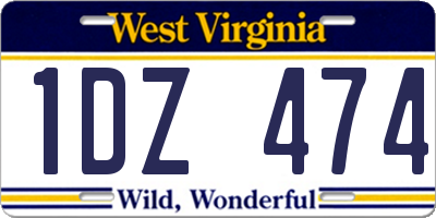 WV license plate 1DZ474