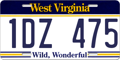 WV license plate 1DZ475