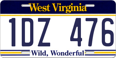 WV license plate 1DZ476