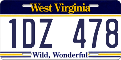 WV license plate 1DZ478