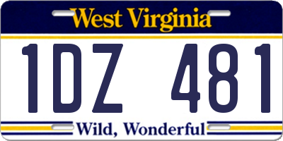 WV license plate 1DZ481
