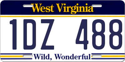 WV license plate 1DZ488
