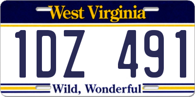WV license plate 1DZ491