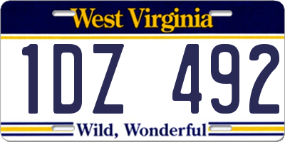 WV license plate 1DZ492