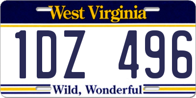 WV license plate 1DZ496