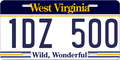 WV license plate 1DZ500