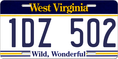 WV license plate 1DZ502