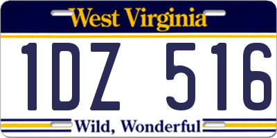 WV license plate 1DZ516