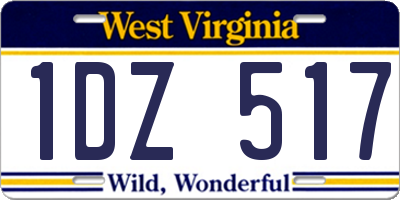 WV license plate 1DZ517