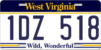WV license plate 1DZ518