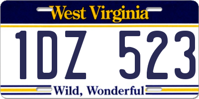 WV license plate 1DZ523