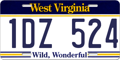 WV license plate 1DZ524