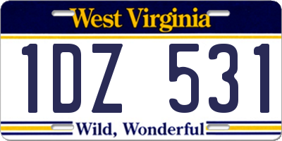 WV license plate 1DZ531