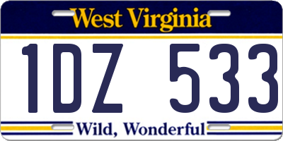 WV license plate 1DZ533