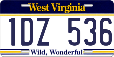 WV license plate 1DZ536