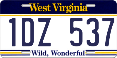 WV license plate 1DZ537