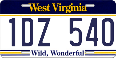 WV license plate 1DZ540