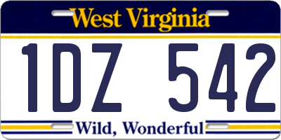 WV license plate 1DZ542