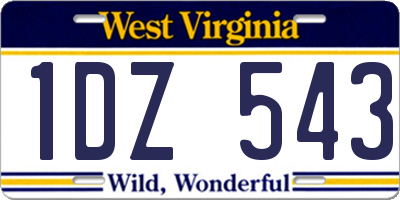 WV license plate 1DZ543