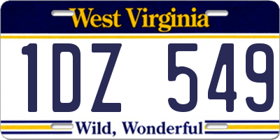 WV license plate 1DZ549