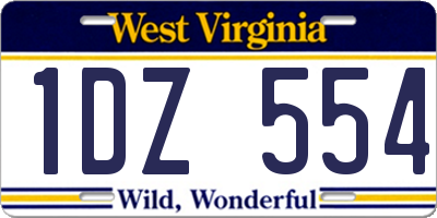 WV license plate 1DZ554