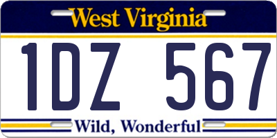 WV license plate 1DZ567