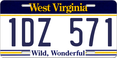 WV license plate 1DZ571