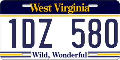 WV license plate 1DZ580
