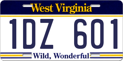 WV license plate 1DZ601