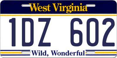 WV license plate 1DZ602