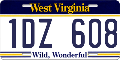 WV license plate 1DZ608