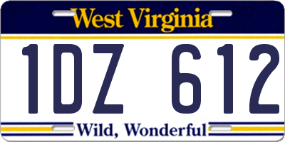 WV license plate 1DZ612