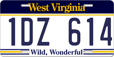 WV license plate 1DZ614