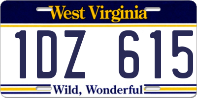 WV license plate 1DZ615