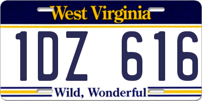 WV license plate 1DZ616
