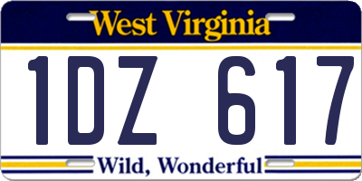WV license plate 1DZ617