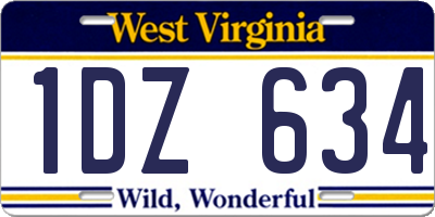 WV license plate 1DZ634