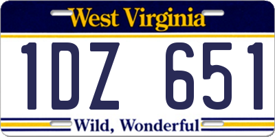 WV license plate 1DZ651