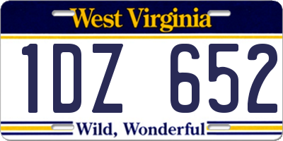 WV license plate 1DZ652