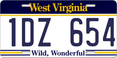WV license plate 1DZ654