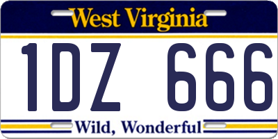 WV license plate 1DZ666