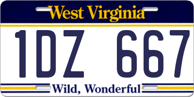 WV license plate 1DZ667