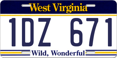 WV license plate 1DZ671
