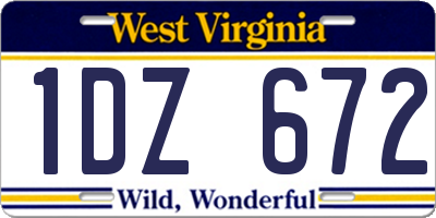 WV license plate 1DZ672