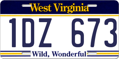 WV license plate 1DZ673