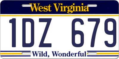 WV license plate 1DZ679