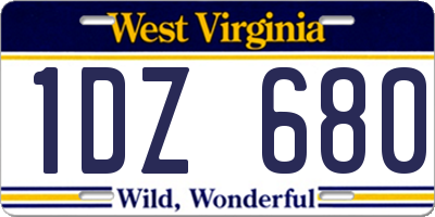 WV license plate 1DZ680