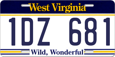 WV license plate 1DZ681