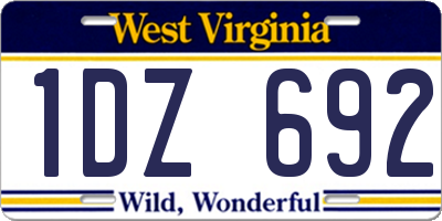 WV license plate 1DZ692